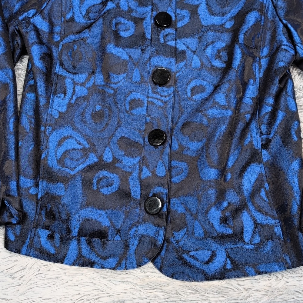 Laura Ashley Jacket Womens M Blue Coat Button Up Casual Comfy Preppy Pockets - Picture 8 of 11